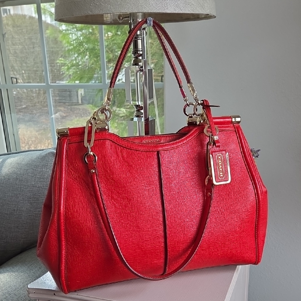 COACH Red Madison Caroline Satchel Shoulder Bag 2014 F25245